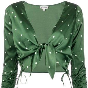 For Love and Lemons Tie Polka Dot Cropped Blouse. Size S.
